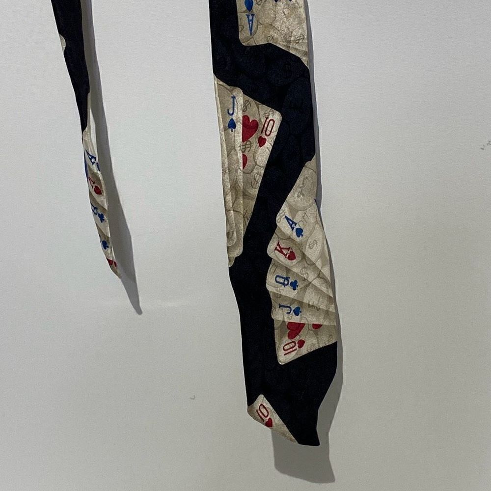 Swing Men's Deck of Cards Print Silk Black Necktie